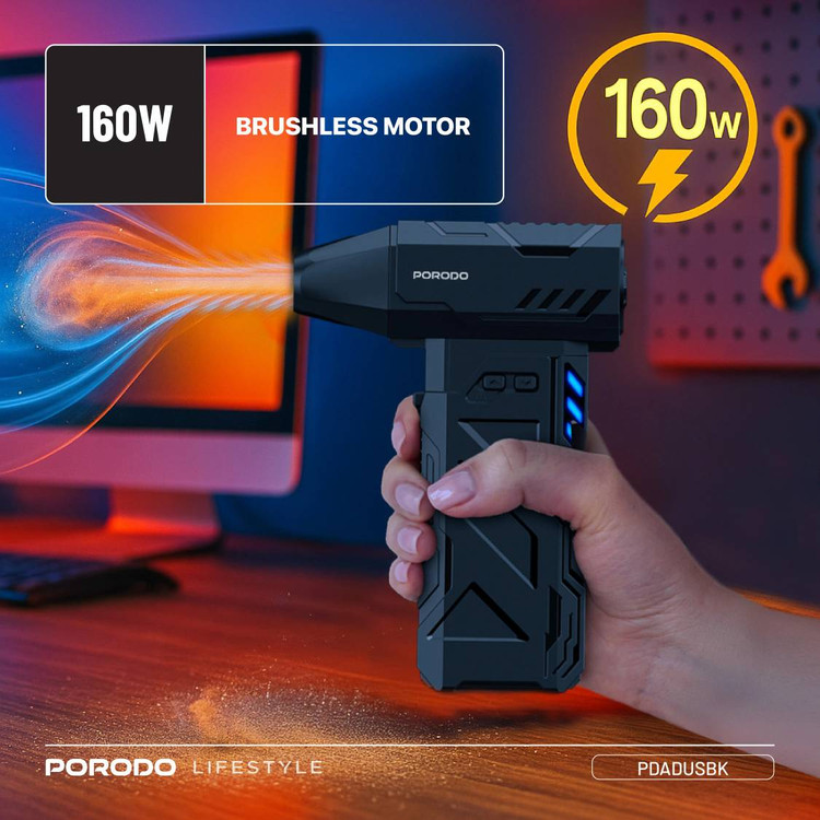 جت فن قدرتمند شارژی و قابل حمل Porodo Lifestyle TurboBlast مدل PDADUS ارسال فوری با پیکبرای تهران و ارسال سریع به سراسر ایران