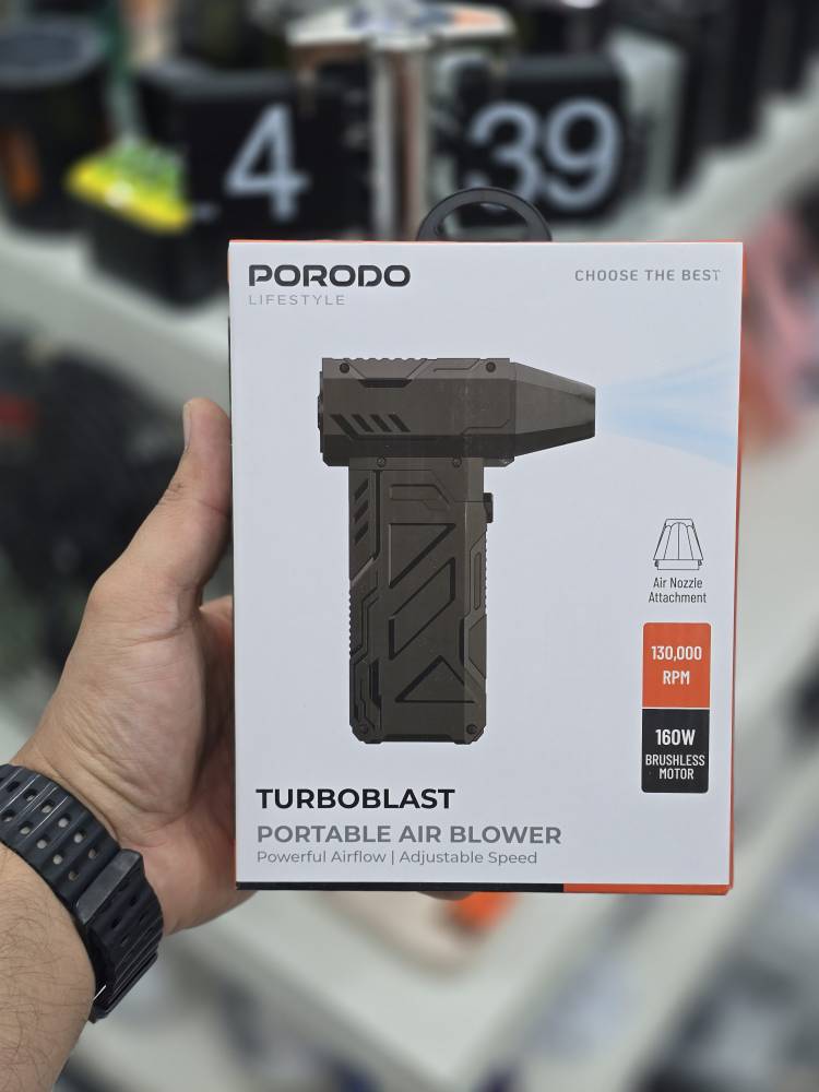 جت فن قدرتمند شارژی و قابل حمل Porodo Lifestyle TurboBlast مدل PDADUS ارسال فوری با پیک‌برای تهران و ارسال سریع به سراسر ایران